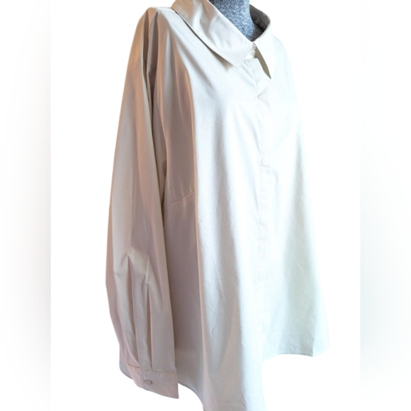 NWOT Denim & Co. Coolmax Side Slit Button Down Blouse Top Sz 3x - Picture 2 of 12